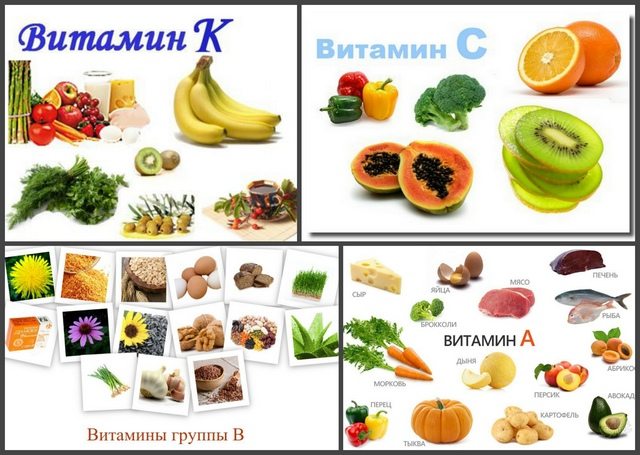 Продукты содержащие витамины С, К, А и В